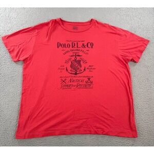 Vintage Polo‎ Ralph Lauren Shirt Mens XL Red Naval Tailors Nautical Logo Graphic